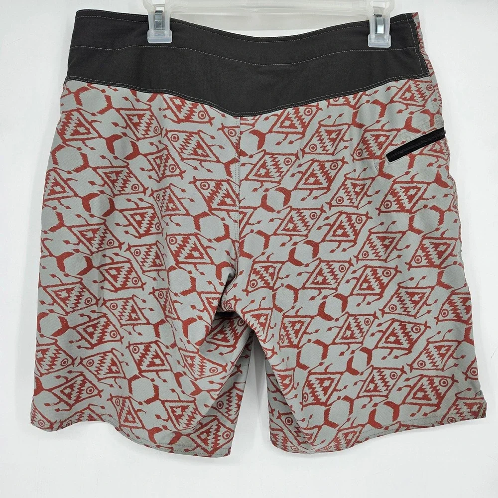 Patagonia Board Shorts Mens Sz 36 Swim Trunks Drawstring Gray Red Summer‎ Beach